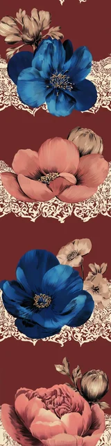 Free flower bookmark featuring layered red flowers